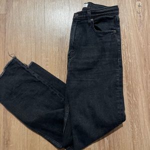 Washed black ultra high rise ankle straight jeans from Abercrombie